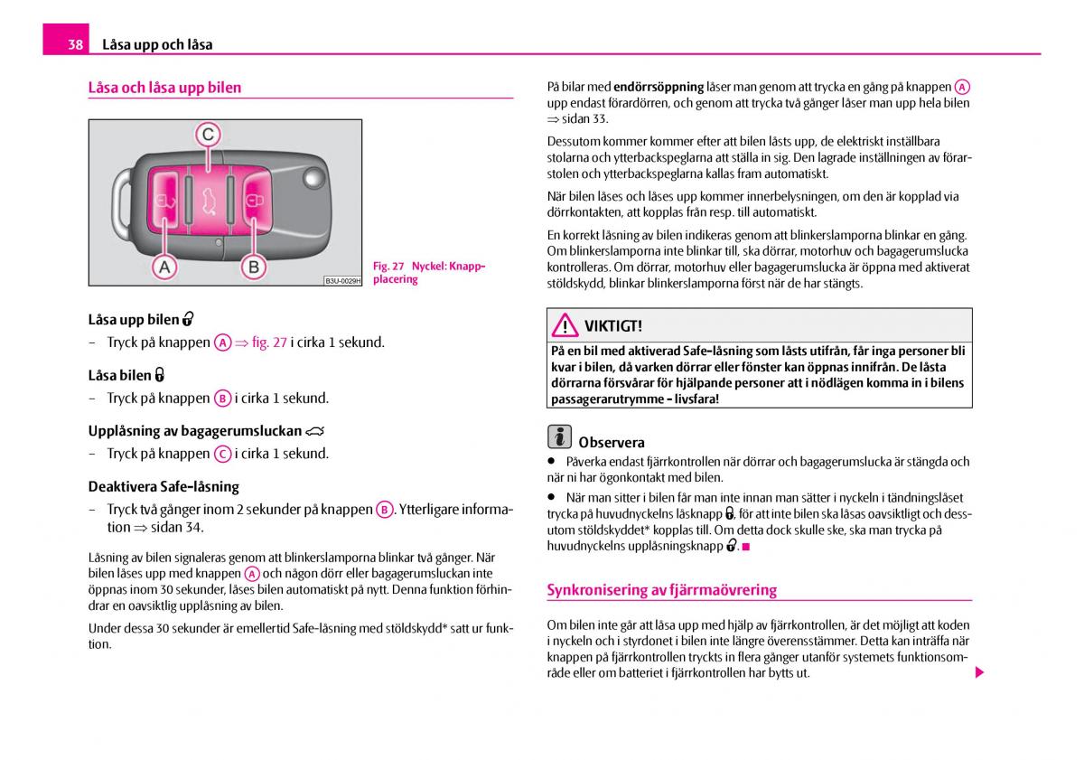 Skoda Superb I 1 instruktionsbok / page 39