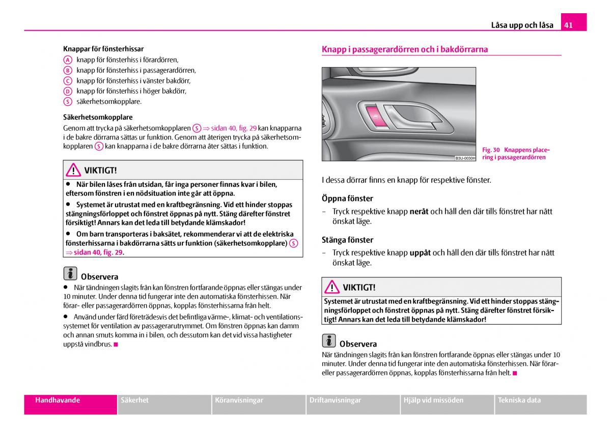 Skoda Superb I 1 instruktionsbok / page 42