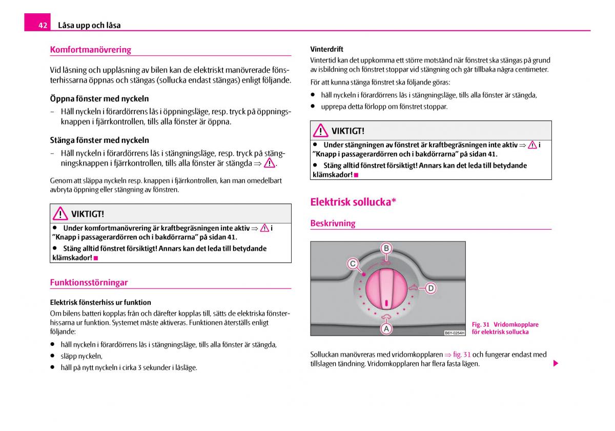 Skoda Superb I 1 instruktionsbok / page 43