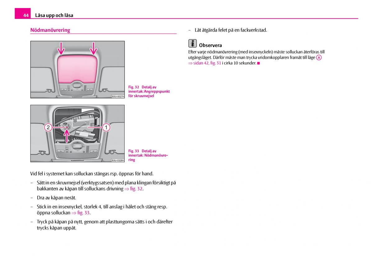 Skoda Superb I 1 instruktionsbok / page 45