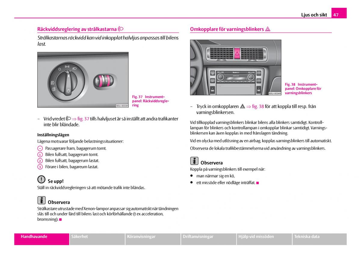 Skoda Superb I 1 instruktionsbok / page 48