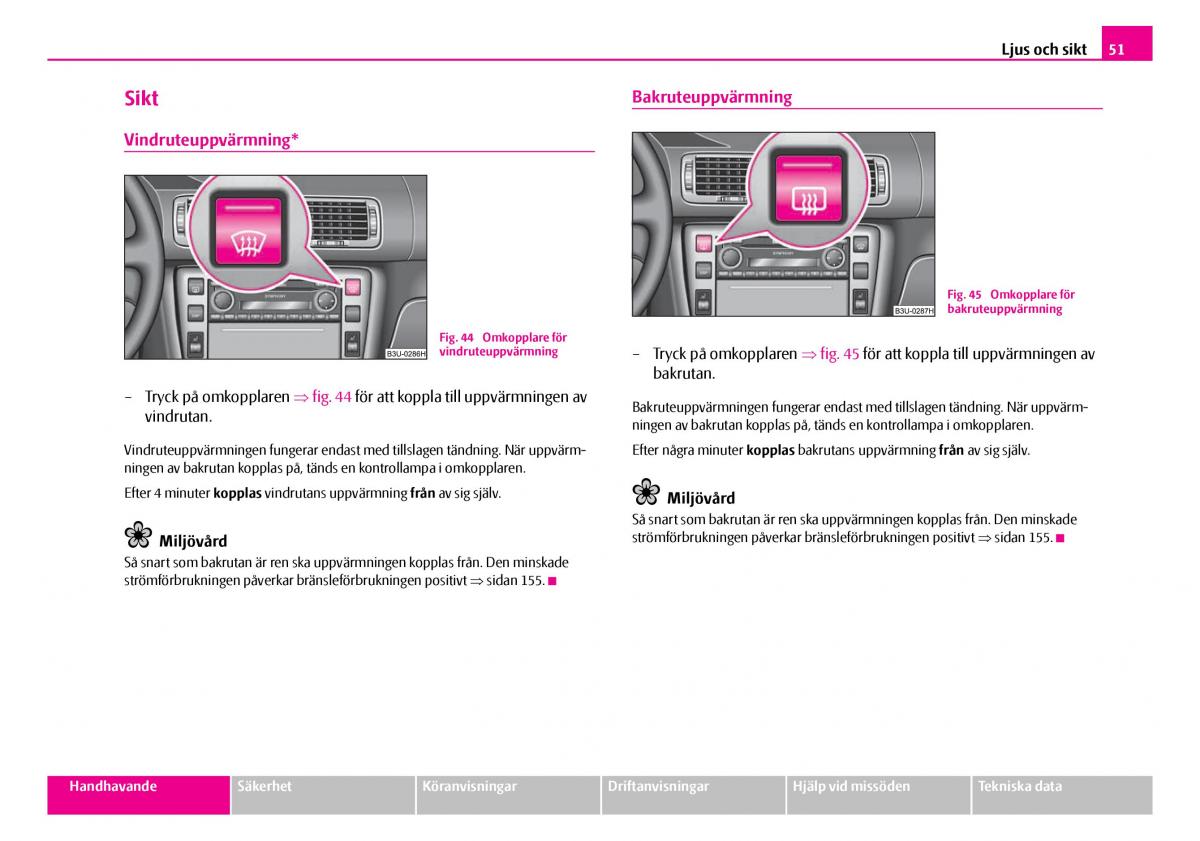 Skoda Superb I 1 instruktionsbok / page 52