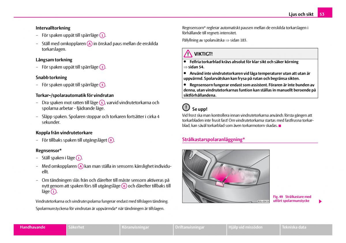 Skoda Superb I 1 instruktionsbok / page 54