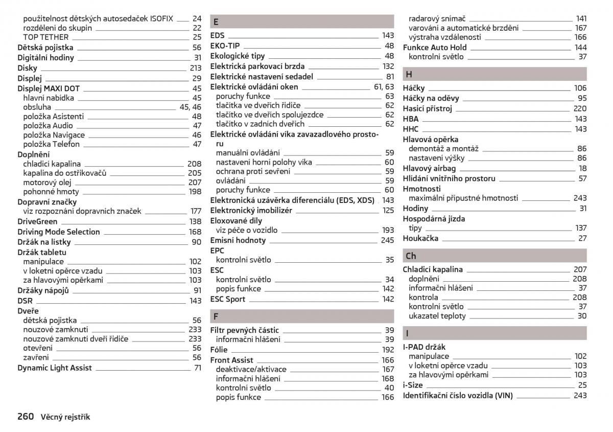 Skoda Superb III 3 navod k obsludze / page 262