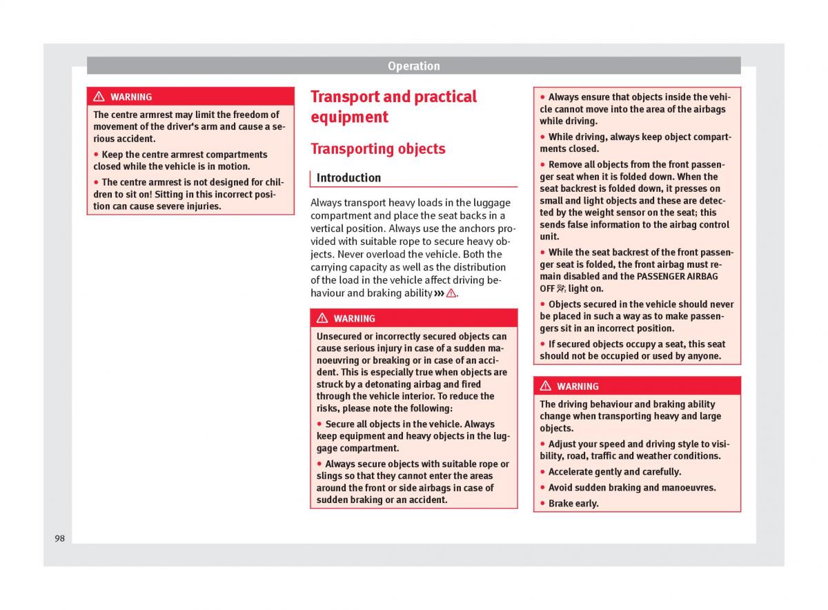 Seat Alhambra II 2 owners manual / page 100