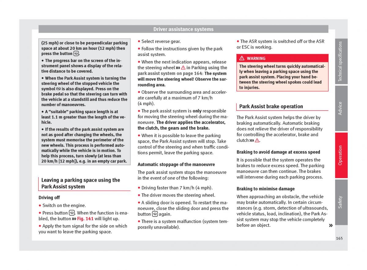 Seat Alhambra II 2 owners manual / page 167