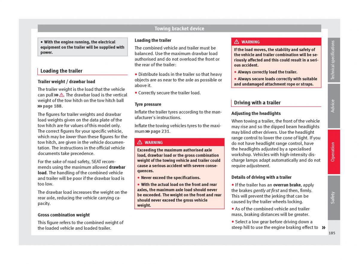 Seat Alhambra II 2 owners manual / page 187