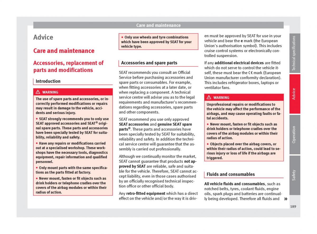 Seat Alhambra II 2 owners manual / page 191