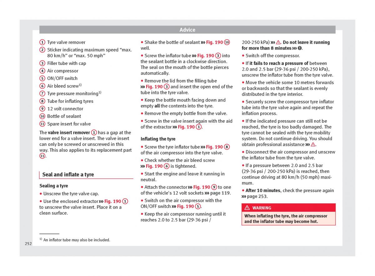 Seat Alhambra II 2 owners manual / page 254