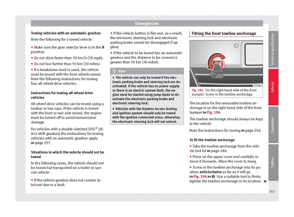 Seat Alhambra II 2 owners manual / page 259