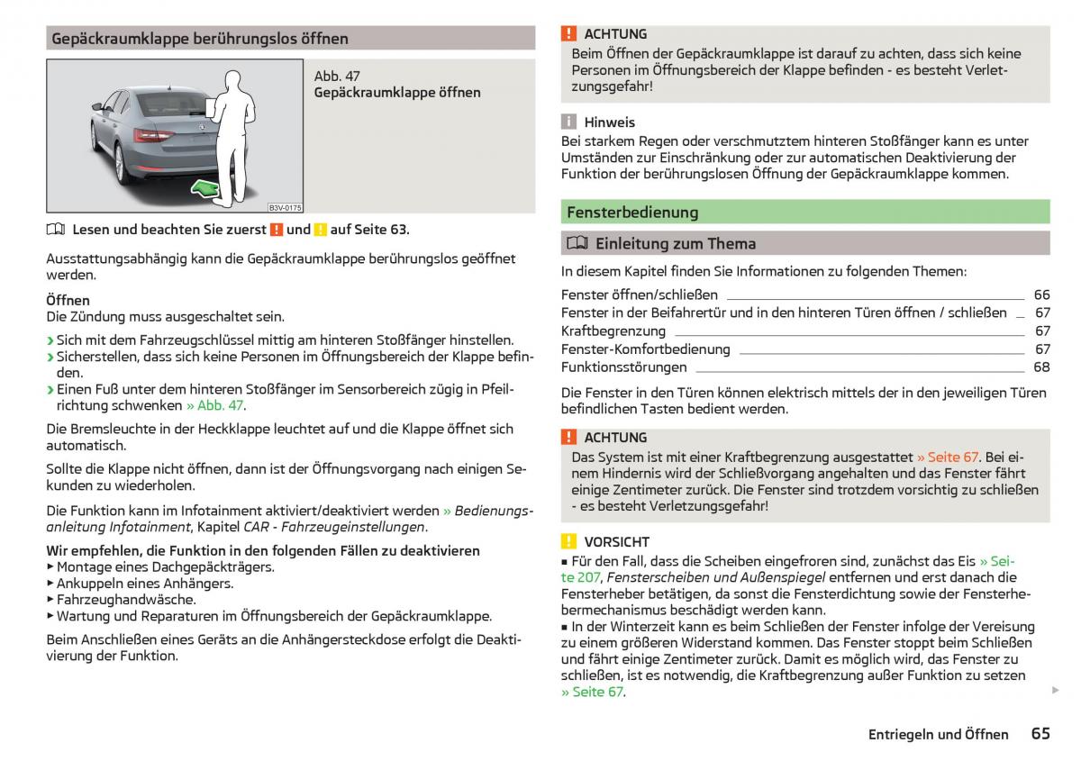 Skoda Superb III 3 Handbuch / page 67