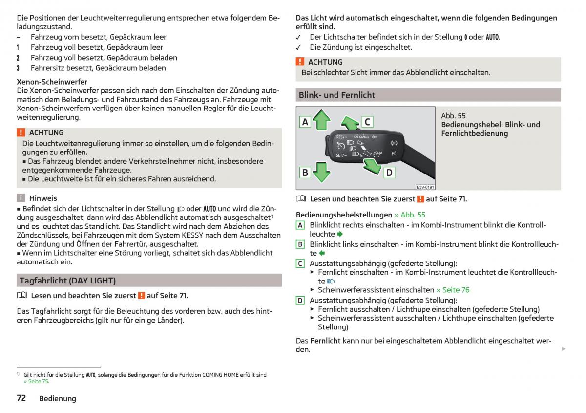 Skoda Superb III 3 Handbuch / page 74