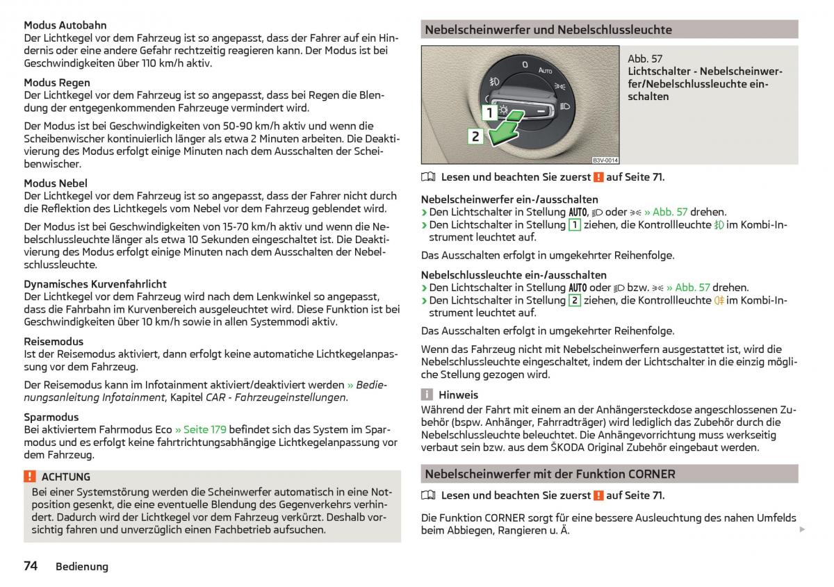 Skoda Superb III 3 Handbuch / page 76