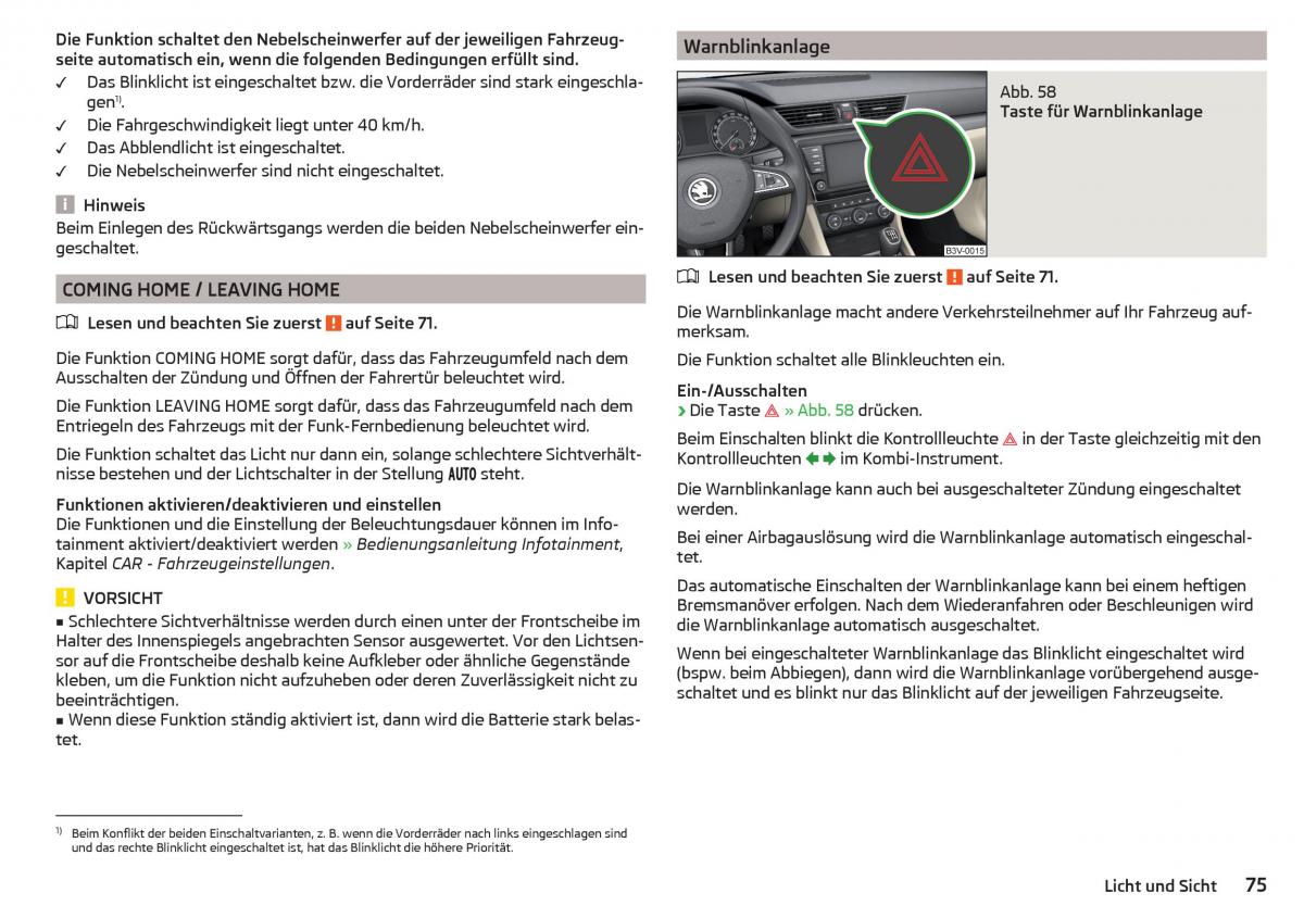 Skoda Superb III 3 Handbuch / page 77