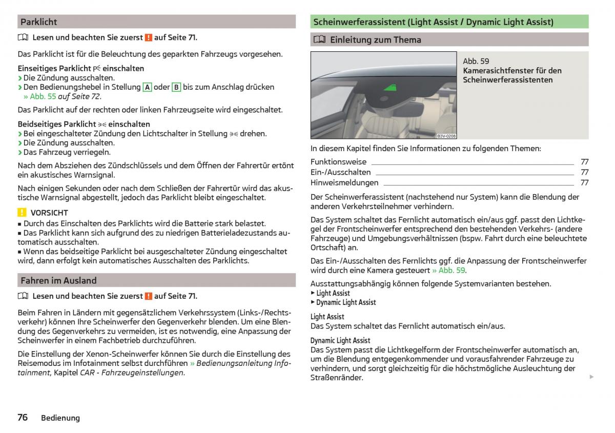 Skoda Superb III 3 Handbuch / page 78