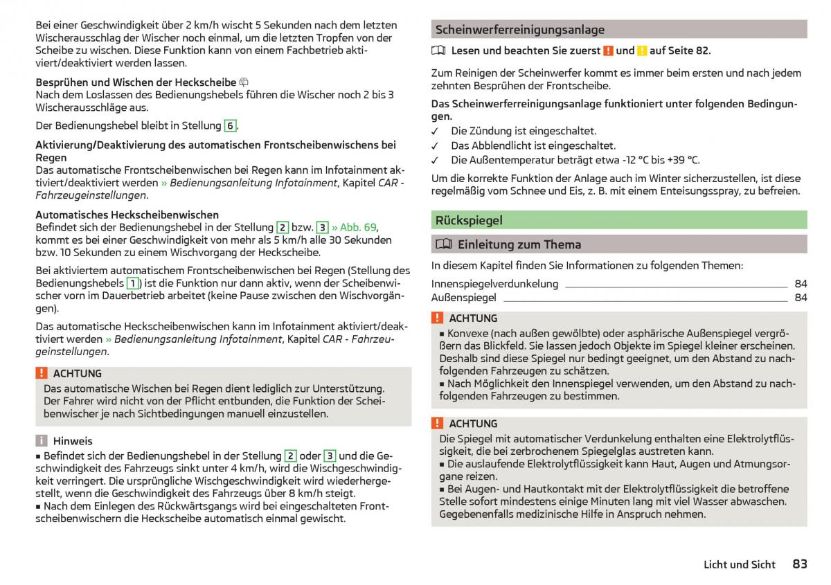 Skoda Superb III 3 Handbuch / page 85