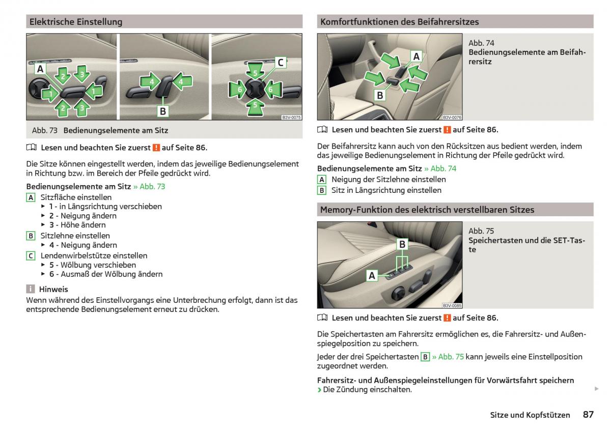 Skoda Superb III 3 Handbuch / page 89