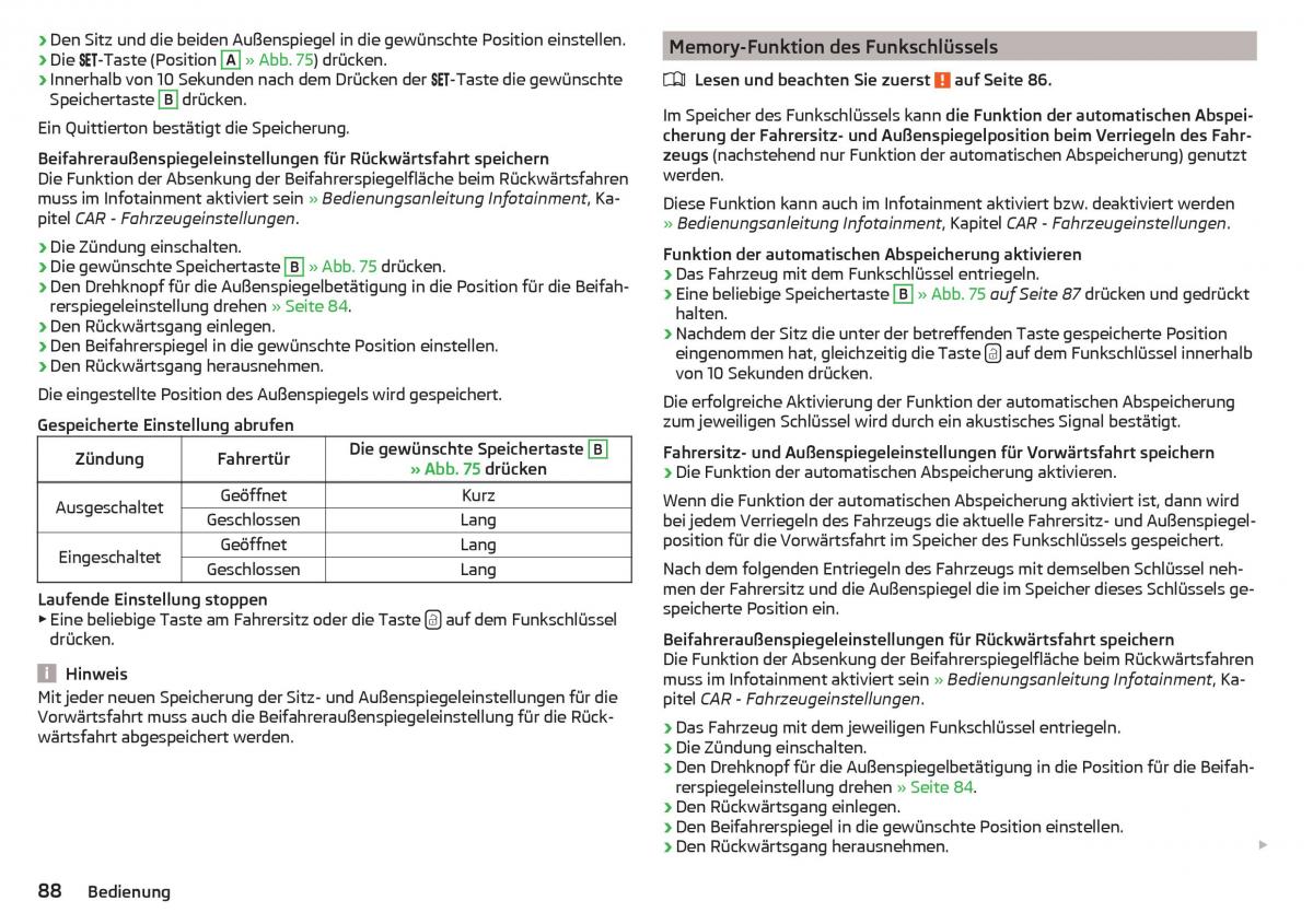 Skoda Superb III 3 Handbuch / page 90