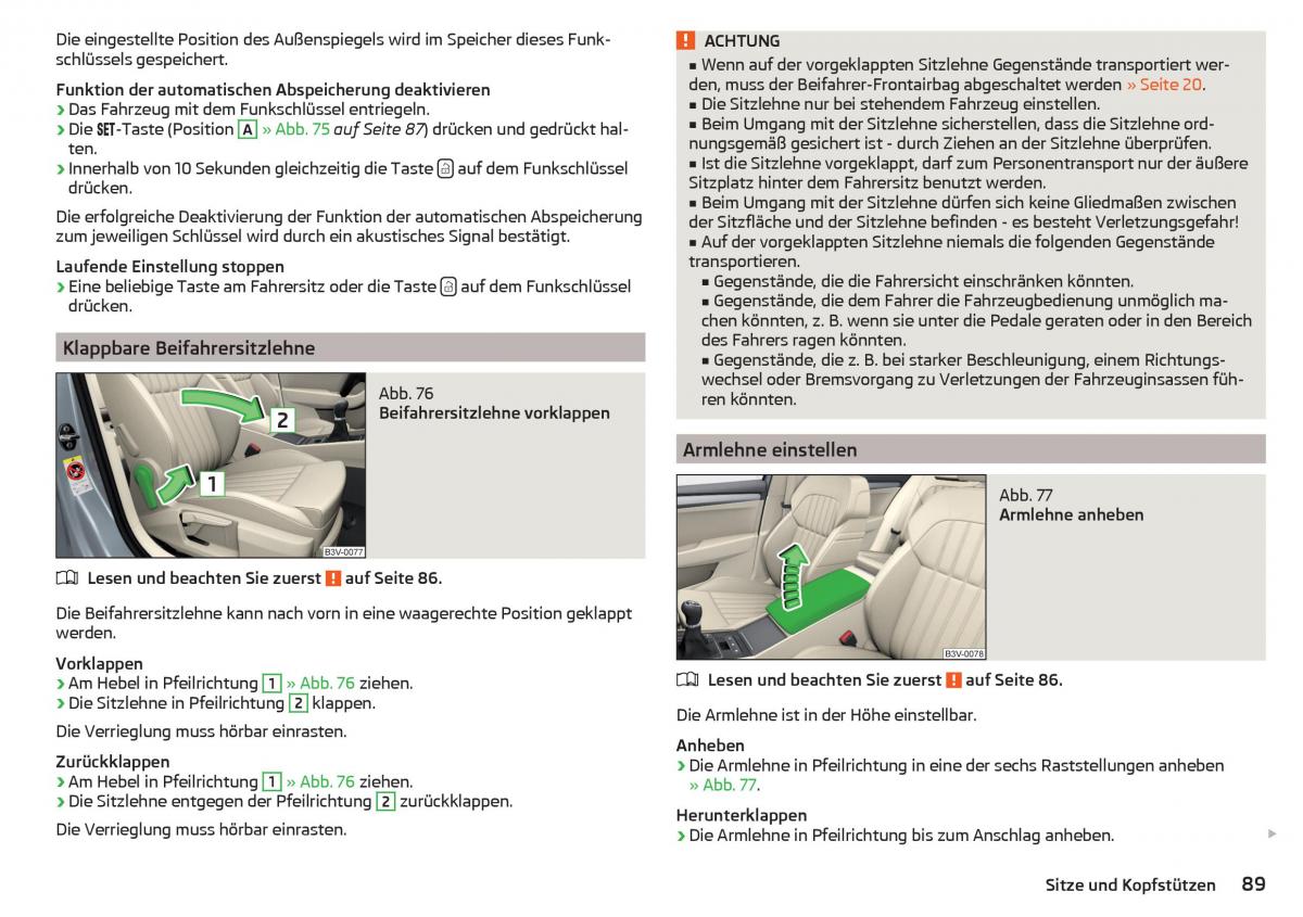 Skoda Superb III 3 Handbuch / page 91