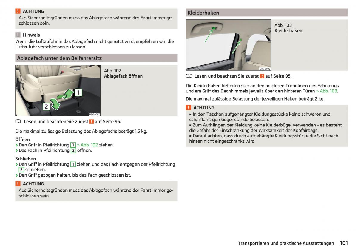 Skoda Superb III 3 Handbuch / page 103