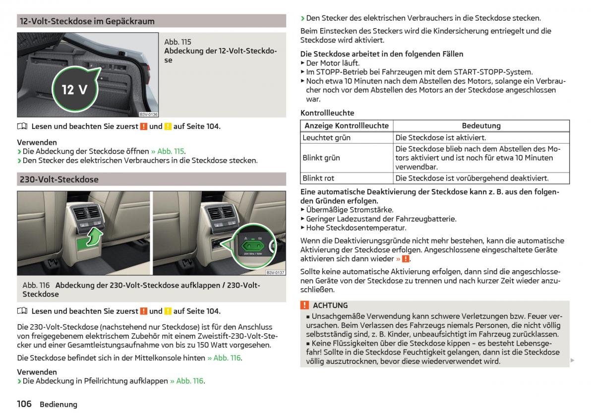 Skoda Superb III 3 Handbuch / page 108