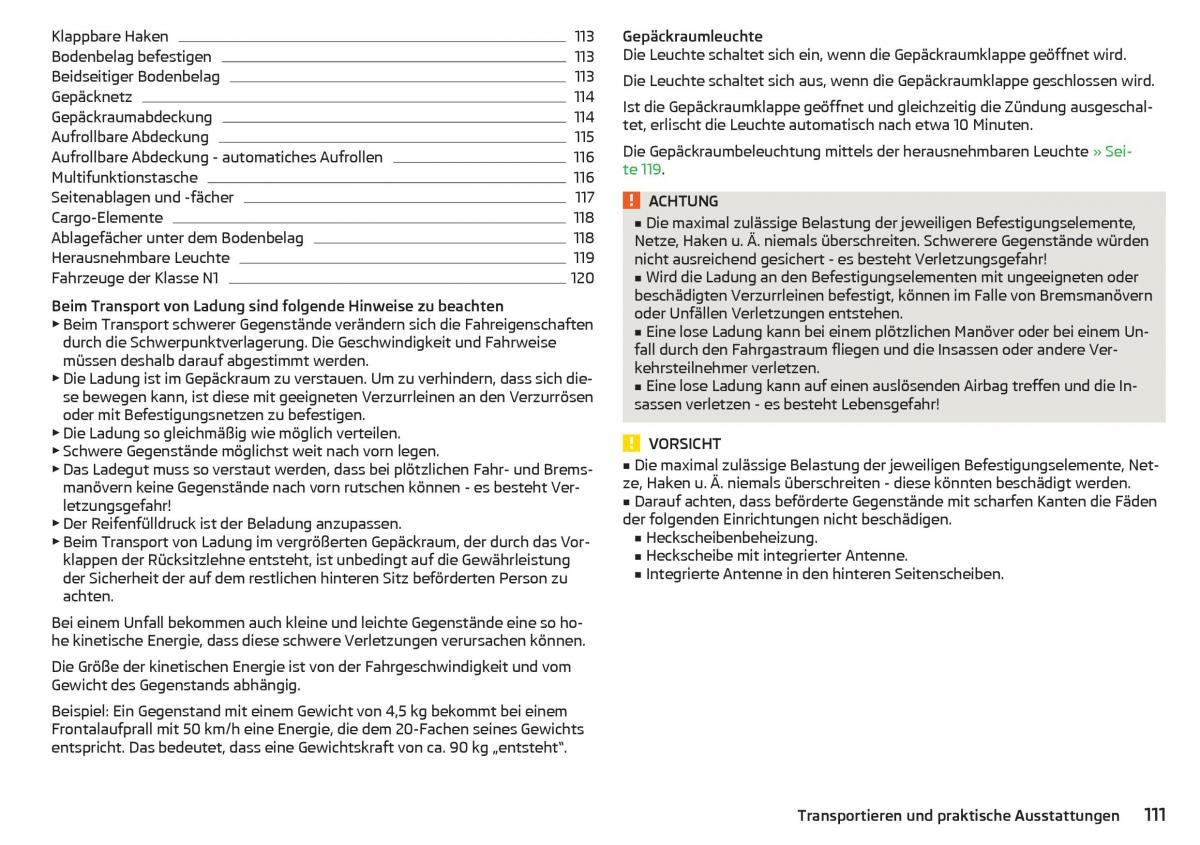 Skoda Superb III 3 Handbuch / page 113