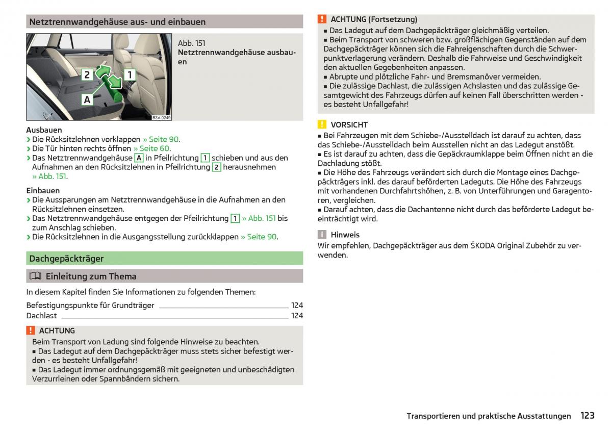 Skoda Superb III 3 Handbuch / page 125