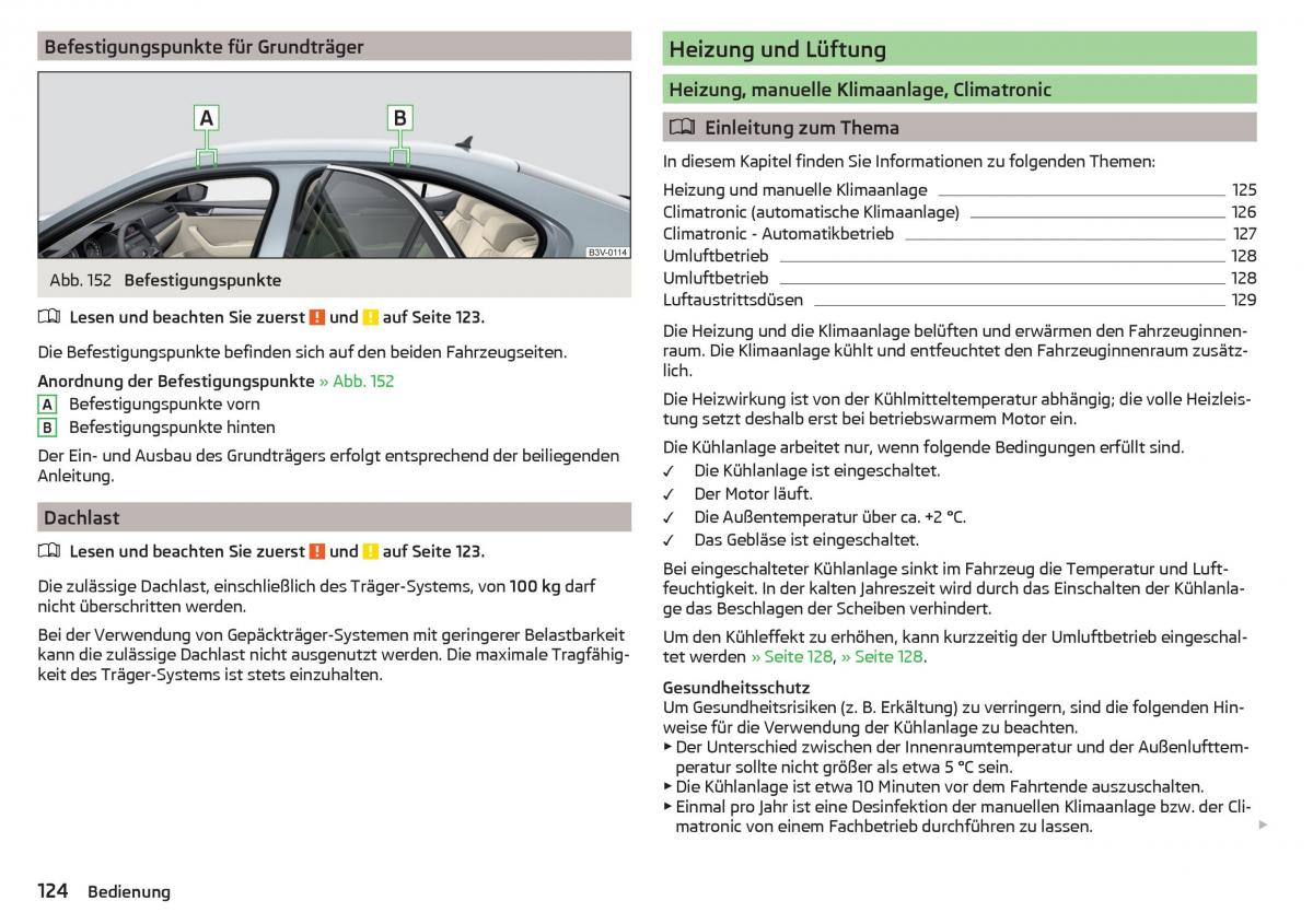 Skoda Superb III 3 Handbuch / page 126