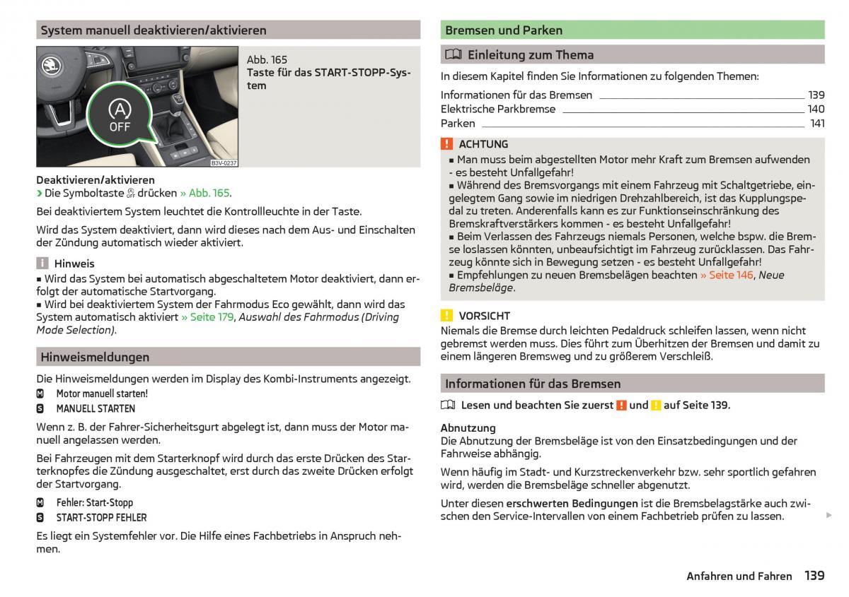 Skoda Superb III 3 Handbuch / page 141