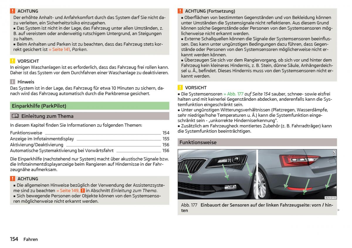 Skoda Superb III 3 Handbuch / page 156