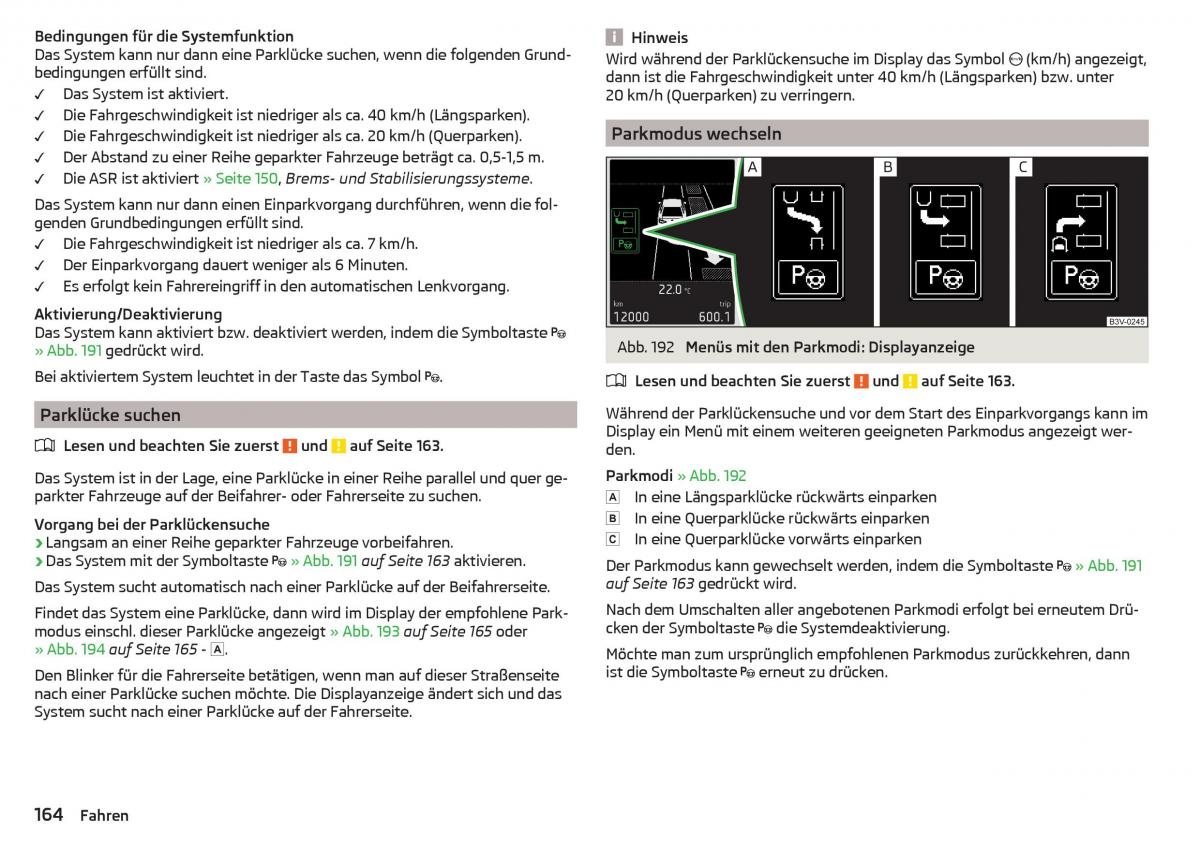 Skoda Superb III 3 Handbuch / page 166