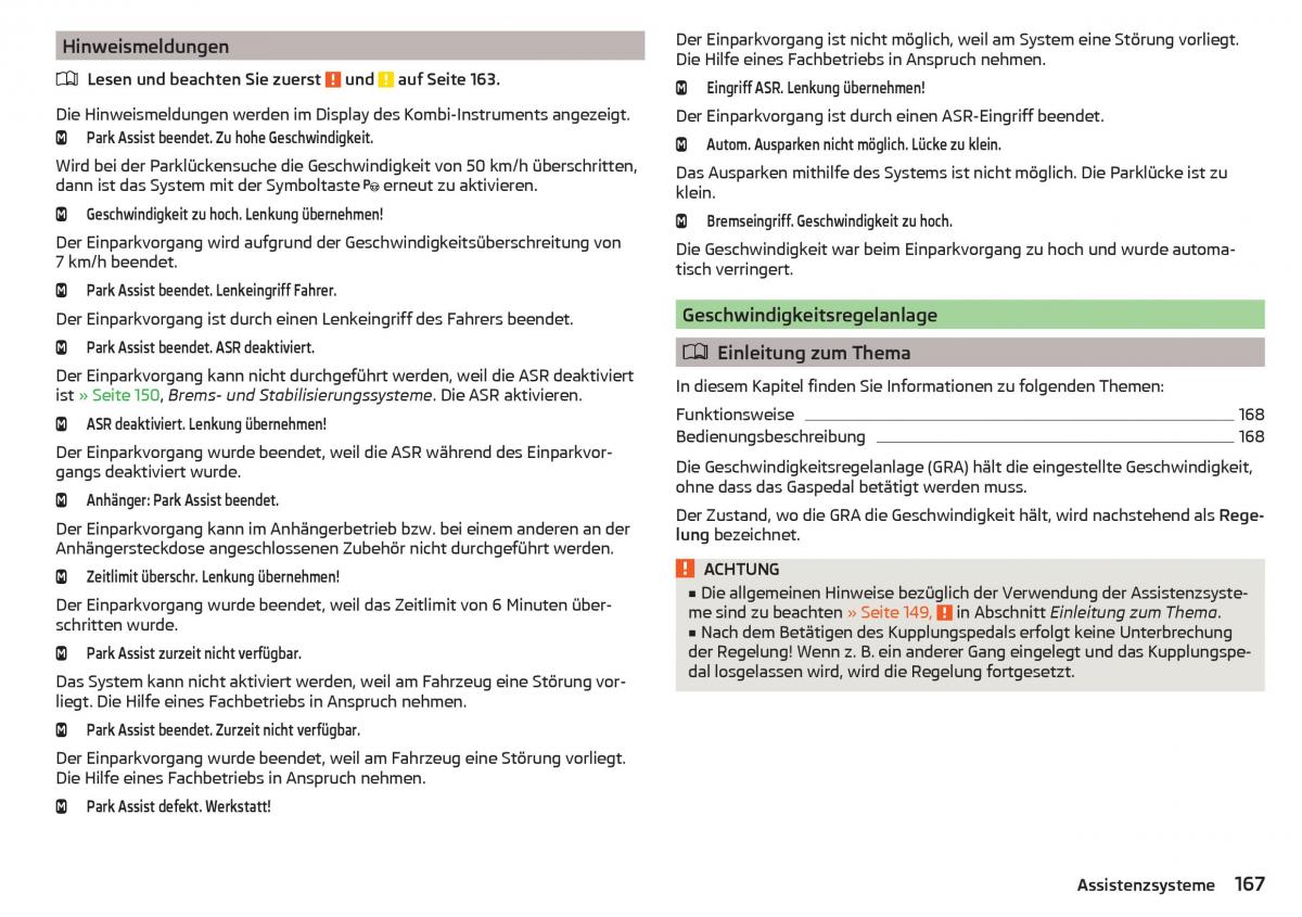 Skoda Superb III 3 Handbuch / page 169