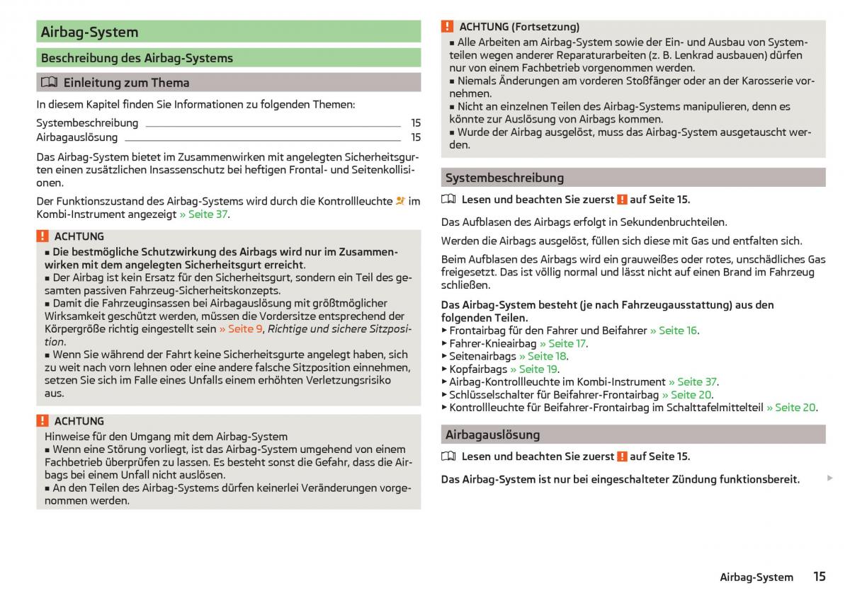 Skoda Superb III 3 Handbuch / page 17