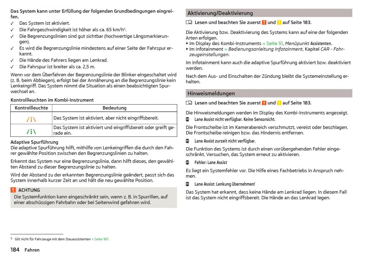 Skoda Superb III 3 Handbuch / page 186