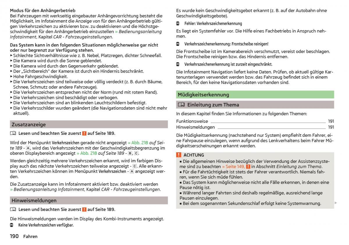 Skoda Superb III 3 Handbuch / page 192