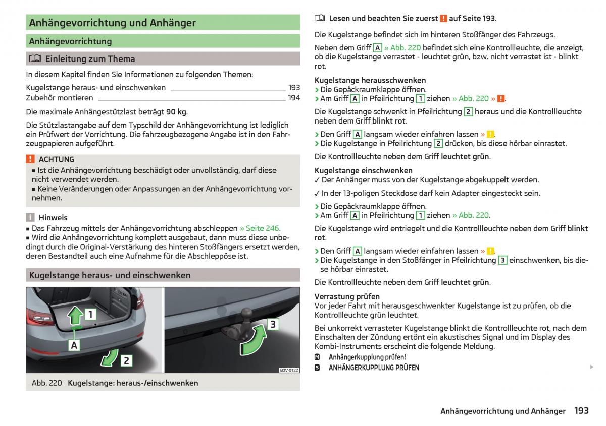 Skoda Superb III 3 Handbuch / page 195