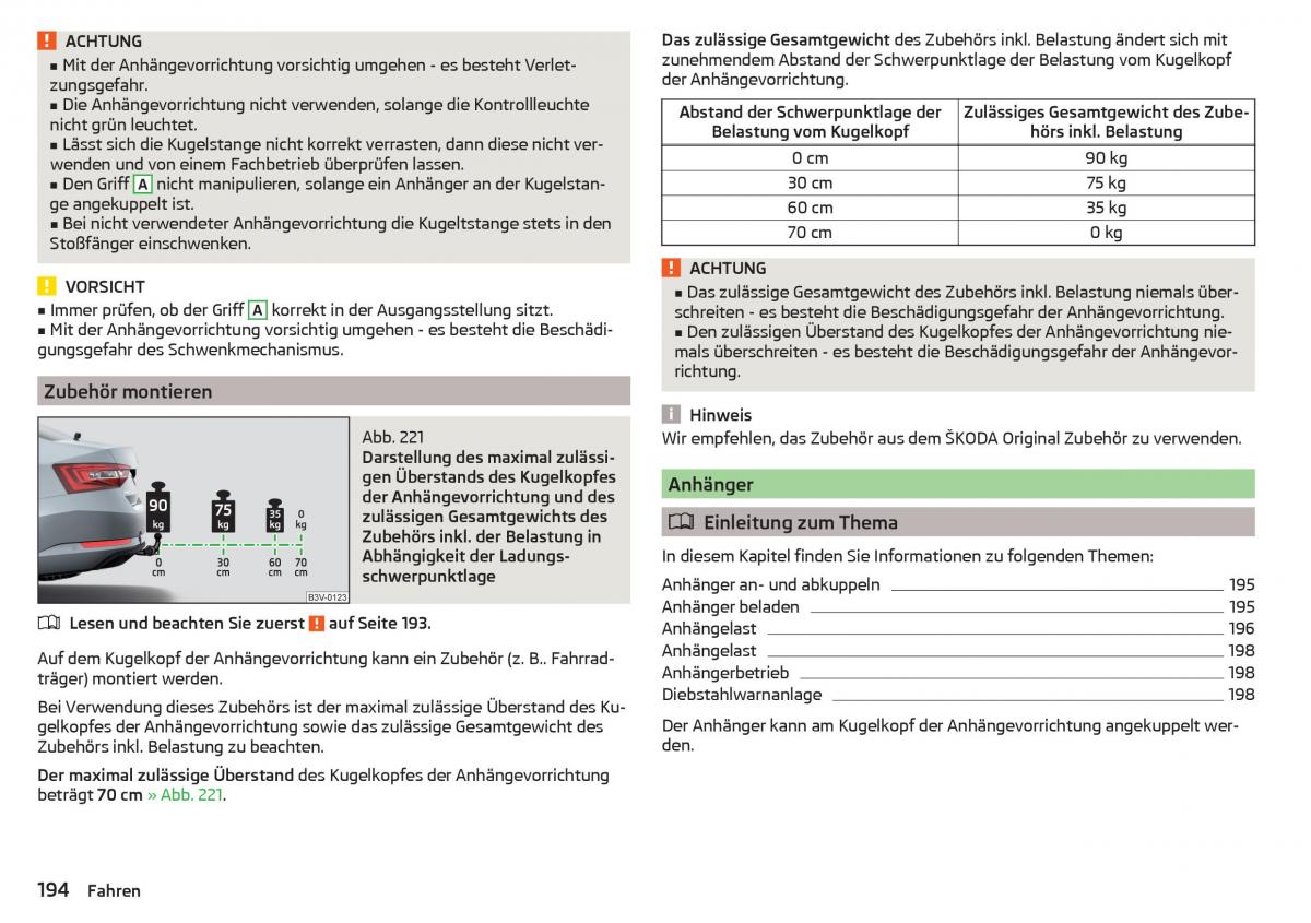 Skoda Superb III 3 Handbuch / page 196