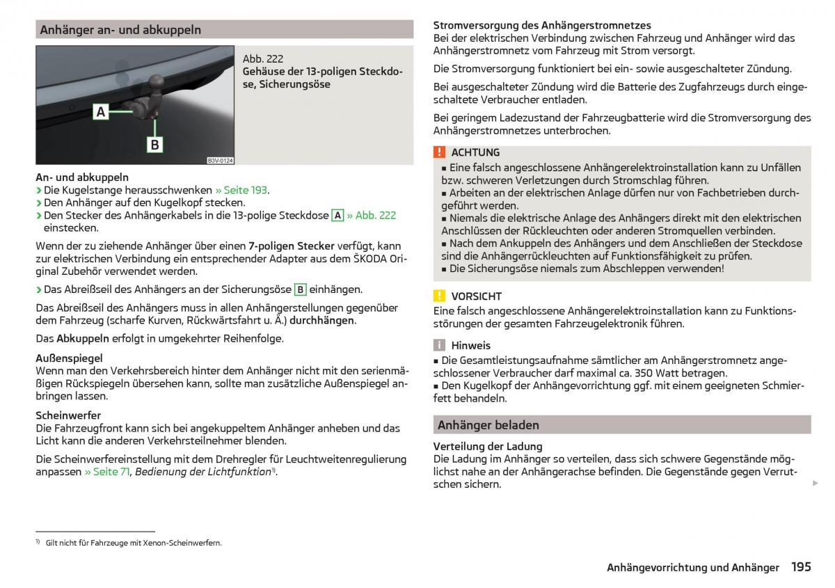 Skoda Superb III 3 Handbuch / page 197