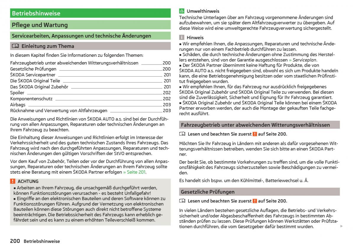 Skoda Superb III 3 Handbuch / page 202