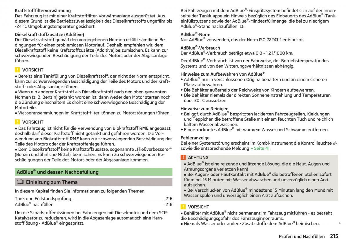 Skoda Superb III 3 Handbuch / page 217