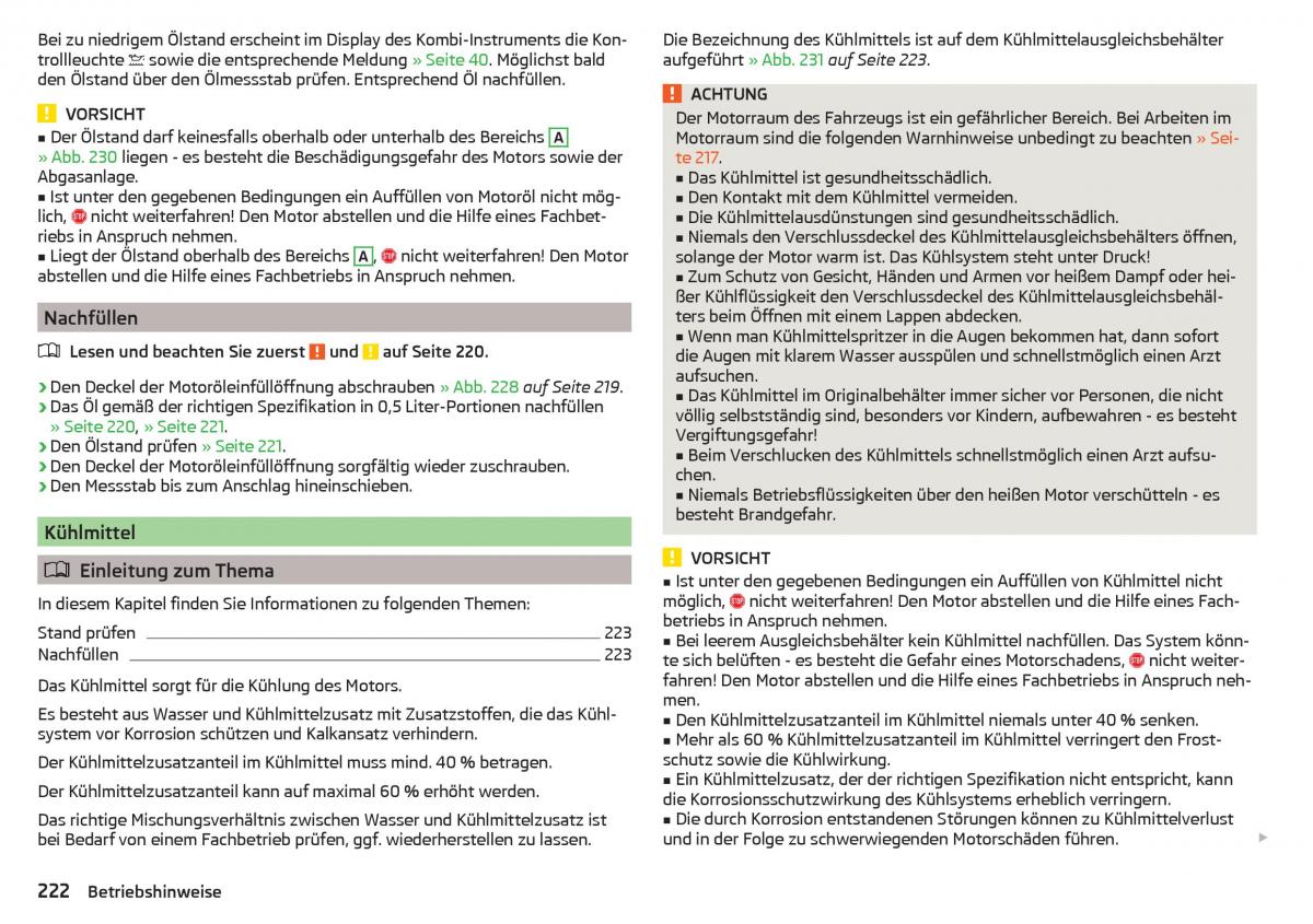 Skoda Superb III 3 Handbuch / page 224