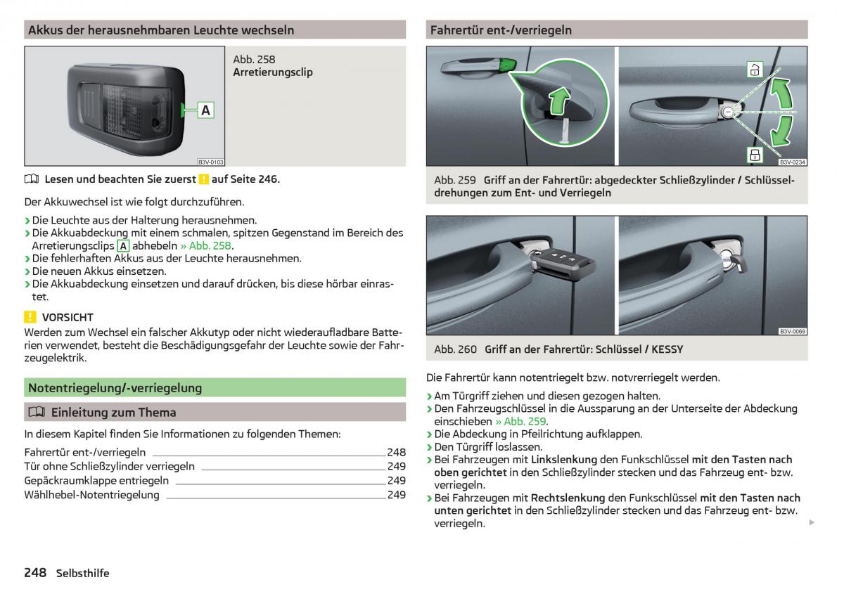 Skoda Superb III 3 Handbuch / page 250