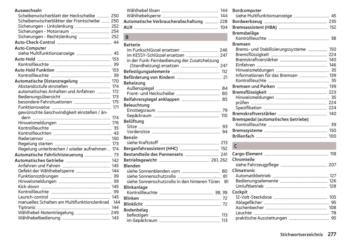 Skoda Superb III 3 Handbuch / page 279