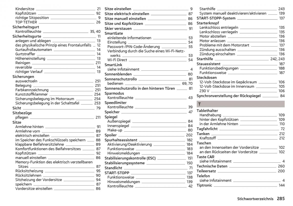 Skoda Superb III 3 Handbuch / page 287