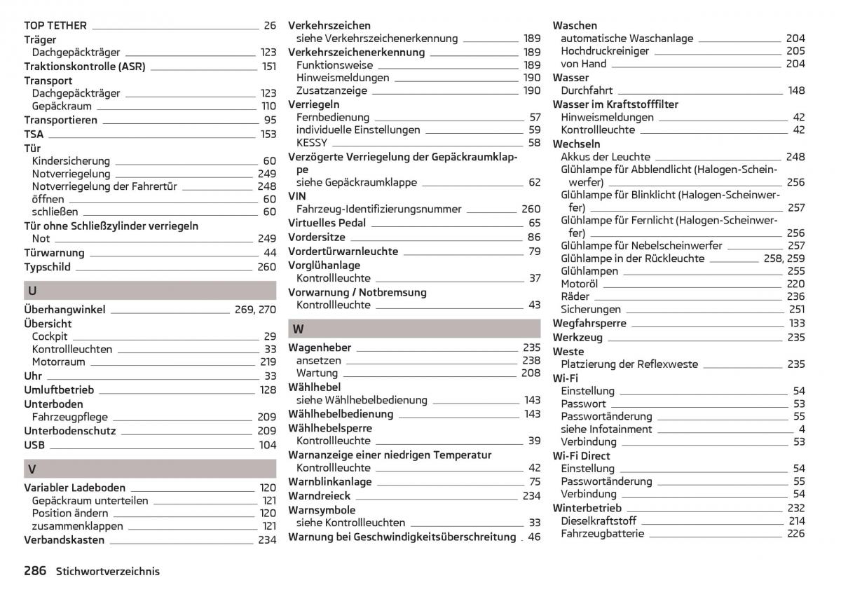 Skoda Superb III 3 Handbuch / page 288