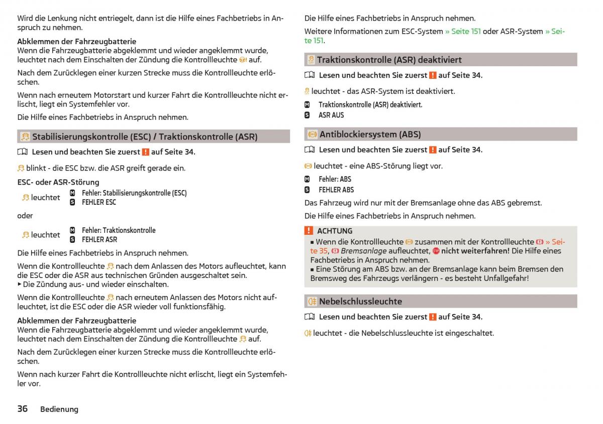 Skoda Superb III 3 Handbuch / page 38