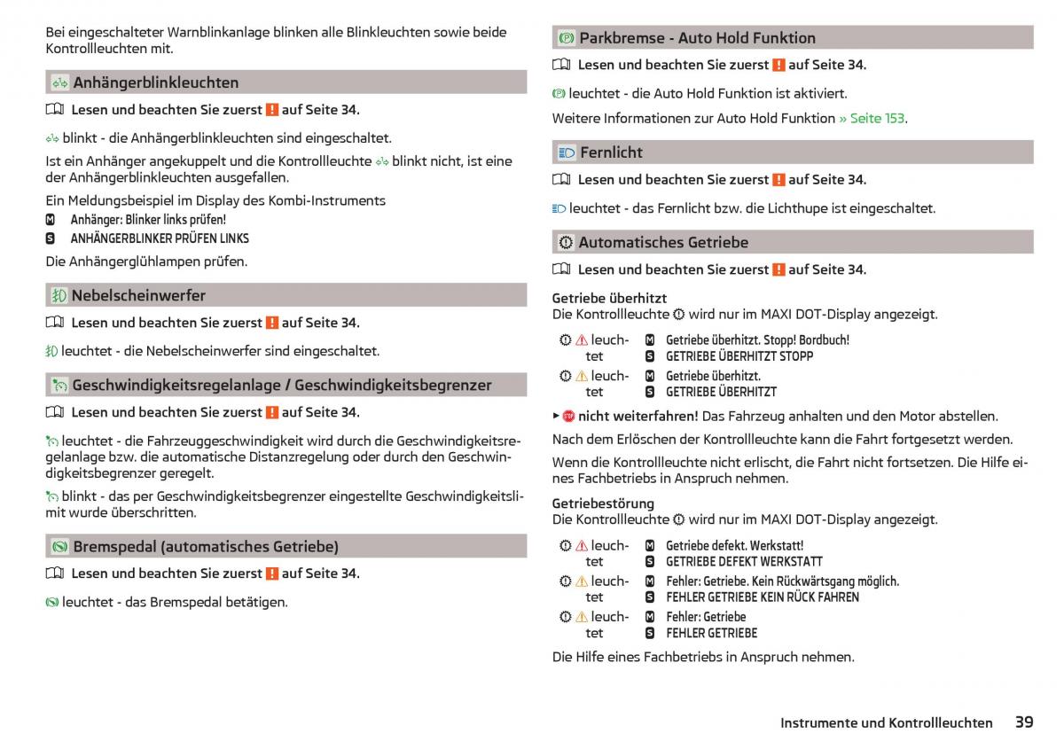 Skoda Superb III 3 Handbuch / page 41