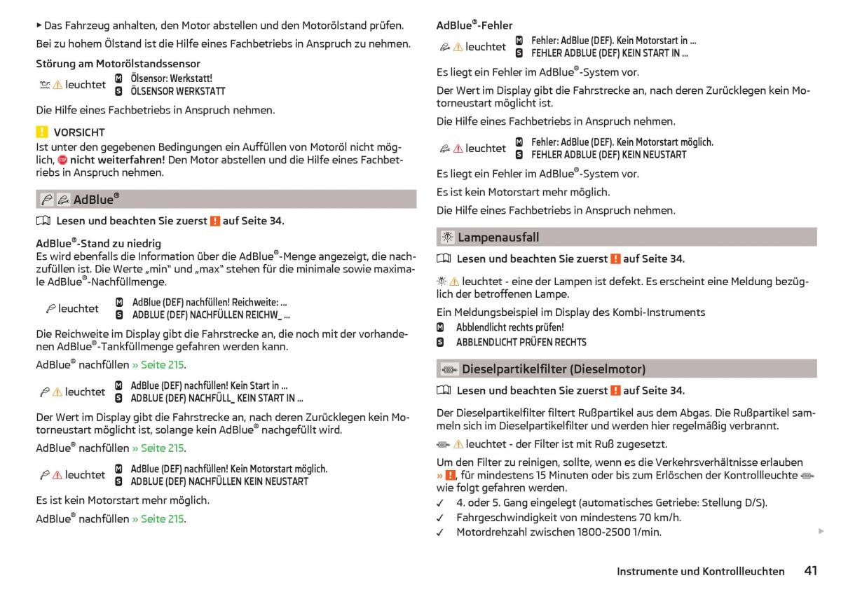 Skoda Superb III 3 Handbuch / page 43