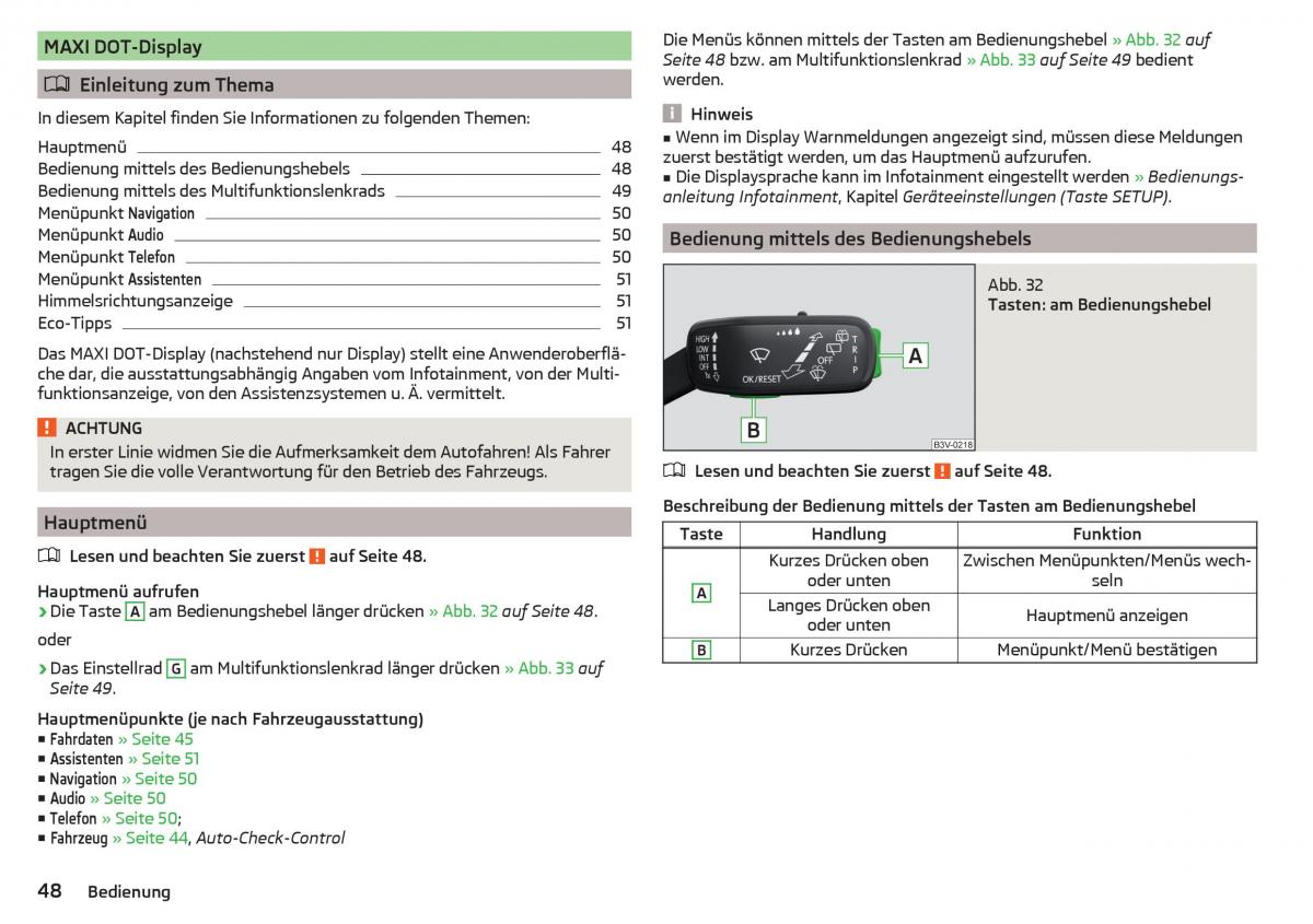 Skoda Superb III 3 Handbuch / page 50