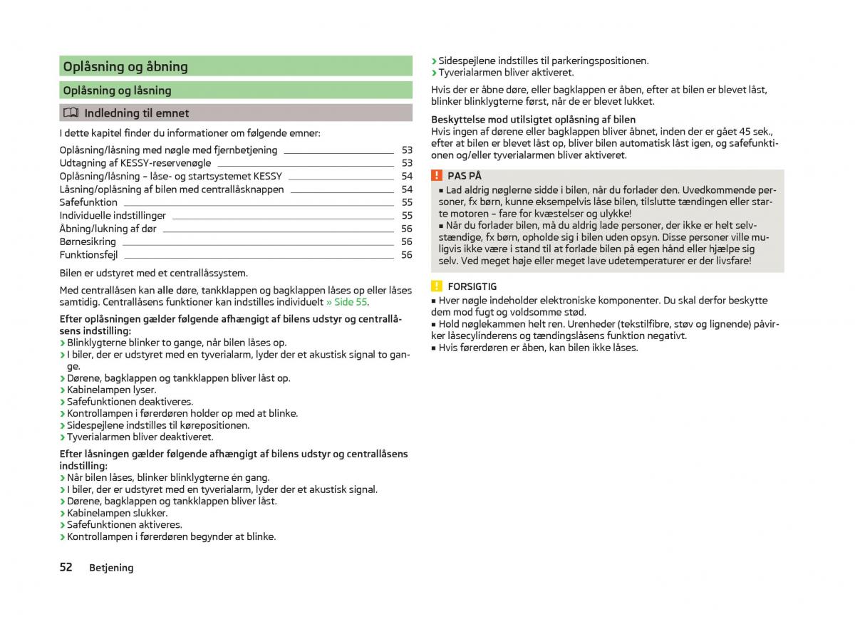 Skoda Superb III 3 Bilens instruktionsbog / page 55